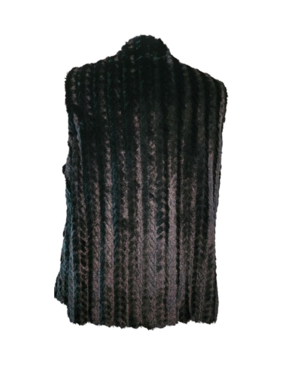 G by Giuliana Black Faux Fur Vest with Burgundy & Brown Ombre Color Block 1X - Picture 4 of 9